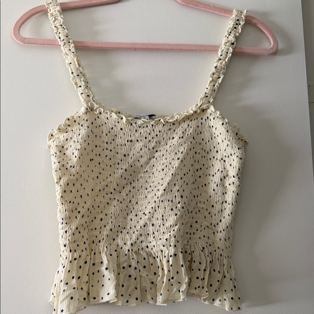 Patrons of Peace Cream and Black Polka Dot Camisole